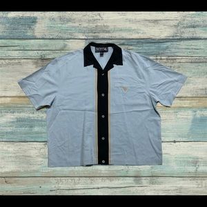 MENS XLARGE Blue Nat Nast Luxury Orginals Silk Short Sleeve Button Up Shirt